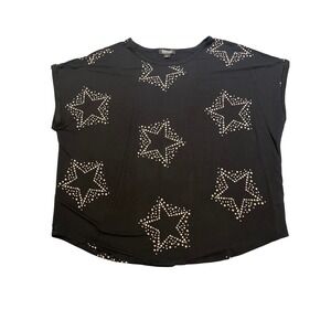 Buffalo David Bitton Tunic Top Women's Size XL Black Star Print   Relaxed